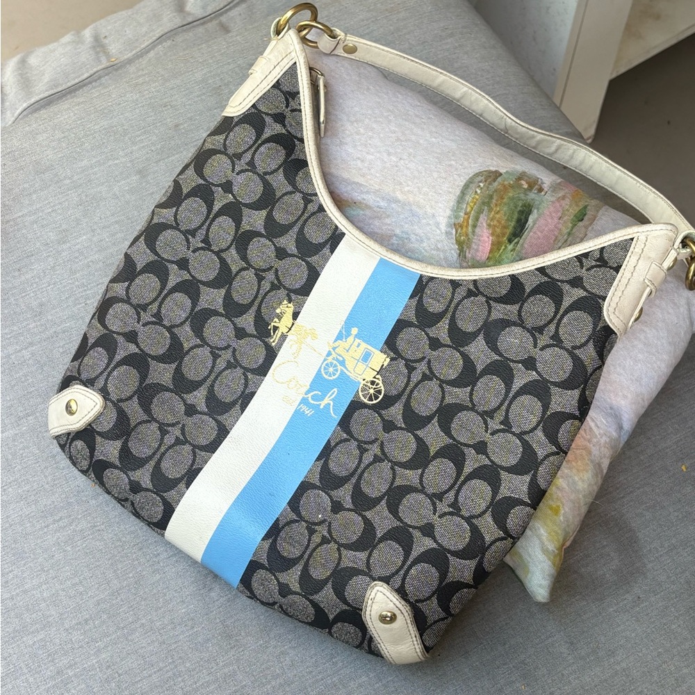 Coach Black and Blue Signature Shoulder Bag